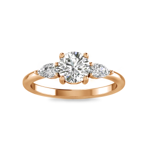 1 Ct Moissanite & .40 Ctw Diamond Cherish Three Stone Engagement Ring