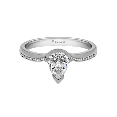 1 Ct Pear Moissanite Sanday Pavé Engagement Ring