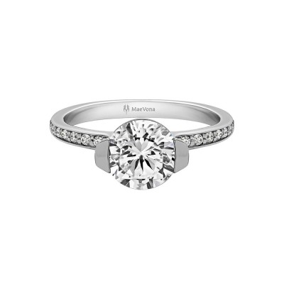 1 Ct Round Moissanite Cava Pavé Engagement Ring