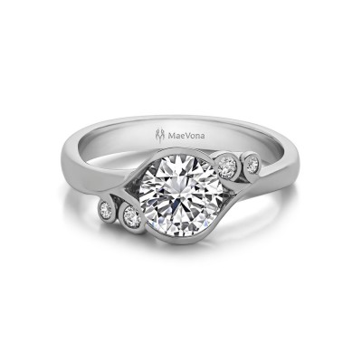 1 Ct Round Moissanite Fern Solitarie Engagement Ring