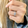 3 Ctw Lab Diamond Round, Oval & Pear Toi et Moi Three Stone Ring