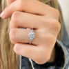 1 Ct Round Moissanite & .18 Ctw Round Diamonds Trio Cluster Engagement Ring