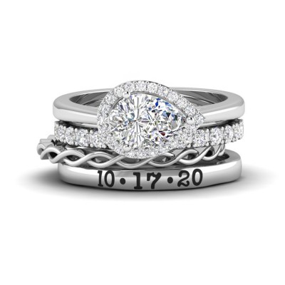 Perfect Pear Moissanite Personalized Engagement Ring Stack