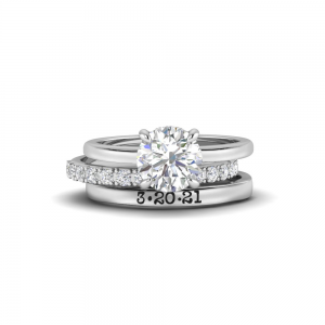 1.5 Ct Round Lab Diamond & 0.10 Ctw Diamond Hidden Halo Personalized Engagement Ring Stack
