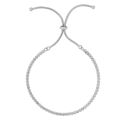 Silver CZ Bolo Bracelet