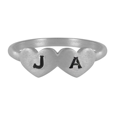 Double Initial Heart Ring