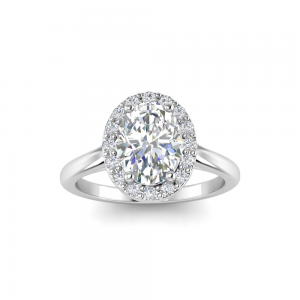 1.25 Ct Oval Lab Diamond & .14 Ctw Diamond Halo Engagement Ring