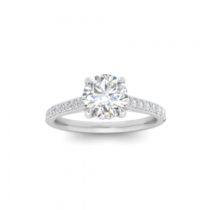 1 Ct Round Lab Diamond & .25 Ctw Diamond Hidden Halo Timeless Pavé Engagement Ring