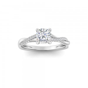1.5 Ct Elongated Cushion Lab Diamond & 0.14 Ctw Diamond Twisted Vine Engagement Ring
