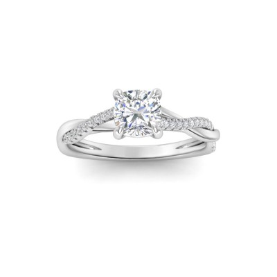 1.14 Ctw Elongated Cushion CZ Twisted Vine Engagement Ring