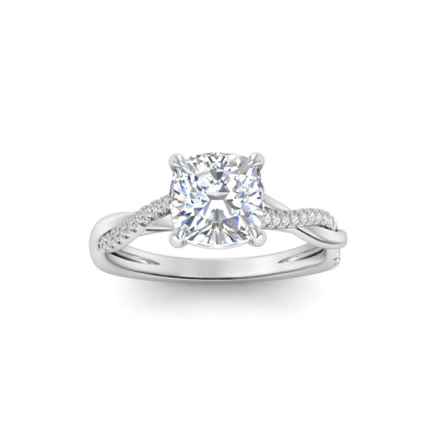 2.14 Ctw Elongated Cushion CZ Twisted Vine Engagement Ring
