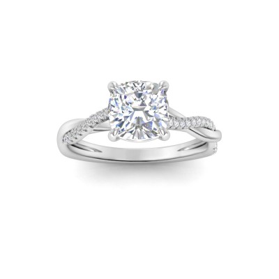 3.14 Ctw Elongated Cushion CZ Twisted Vine Engagement Ring