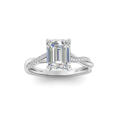 2 Ct Emerald Lab Diamond & 0.14 Ctw Diamond Twisted Vine Engagement Ring