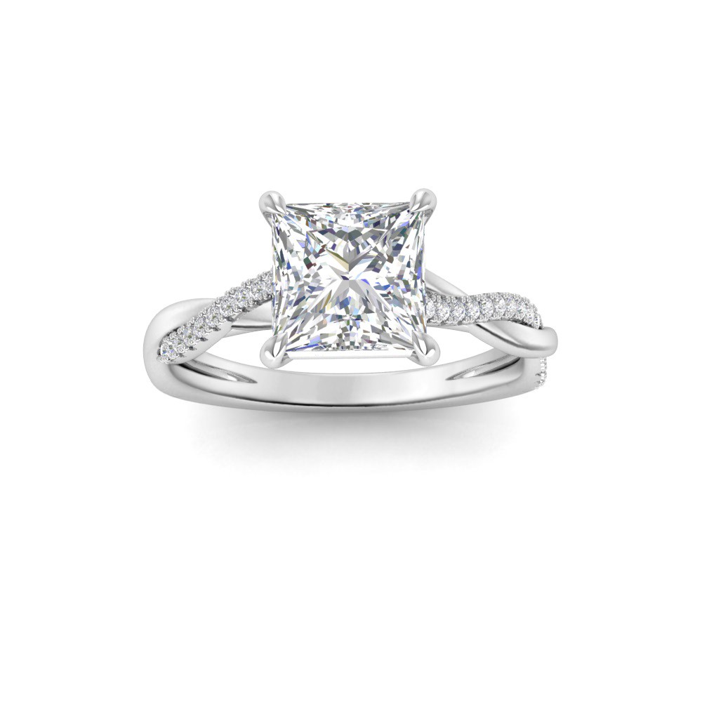 1.14 Ctw Princess Lab Diamond Twisted Vine Engagement Ring, IGI Certified