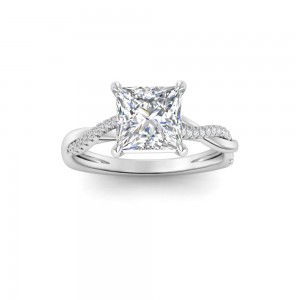 1.14 Ctw Princess Lab Diamond Twisted Vine Engagement Ring, IGI Certified