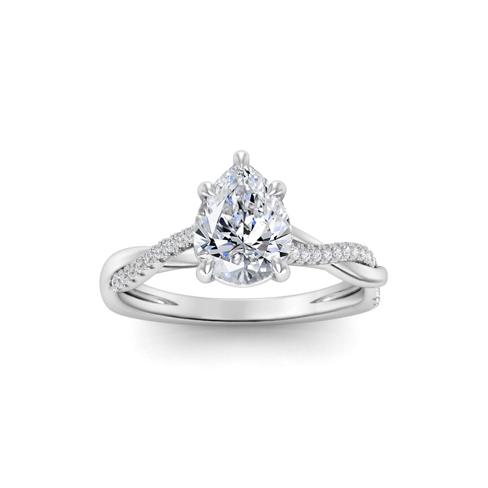 2 Ct Pear Lab Diamond & 0.14 Ctw Diamond Twisted Vine Engagement Ring