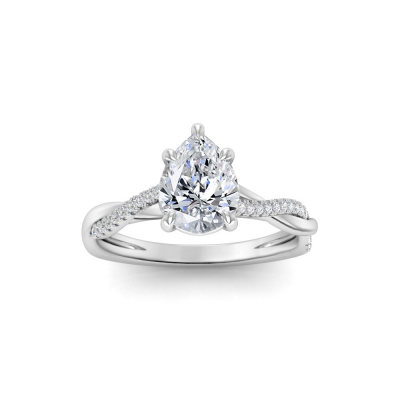 2 Ct Pear Lab Diamond & 0.14 Ctw Diamond Twisted Vine Engagement Ring