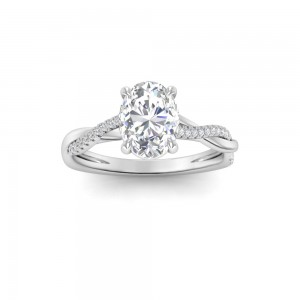 1.64 Ctw Oval Lab Diamond Twisted Vine Engagement Ring, IGI Certified