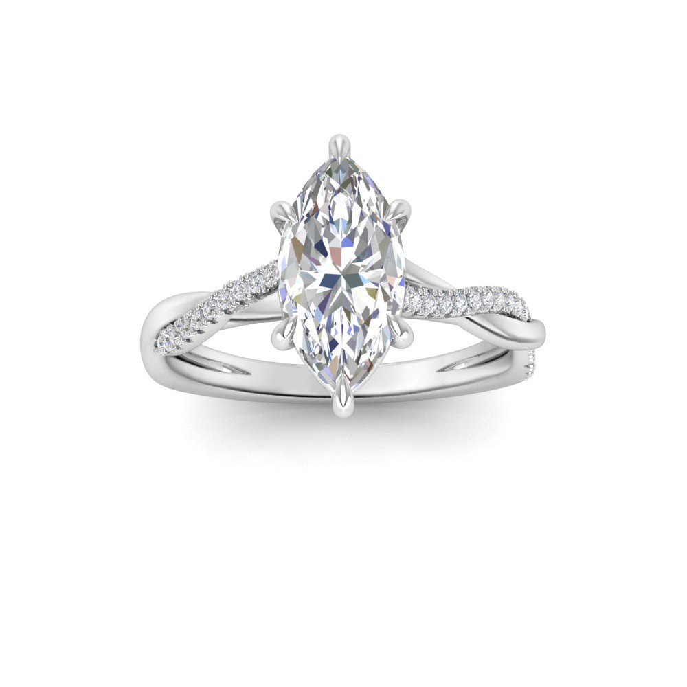 1.64 Ctw Marquise Lab Diamond Twisted Vine Engagement Ring, IGI Certified
