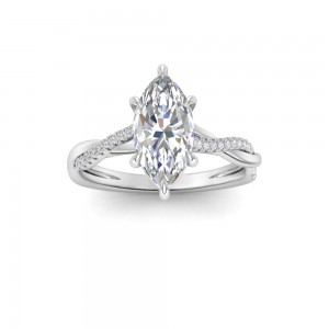 1.64 Ctw Marquise Lab Diamond Twisted Vine Engagement Ring, IGI Certified