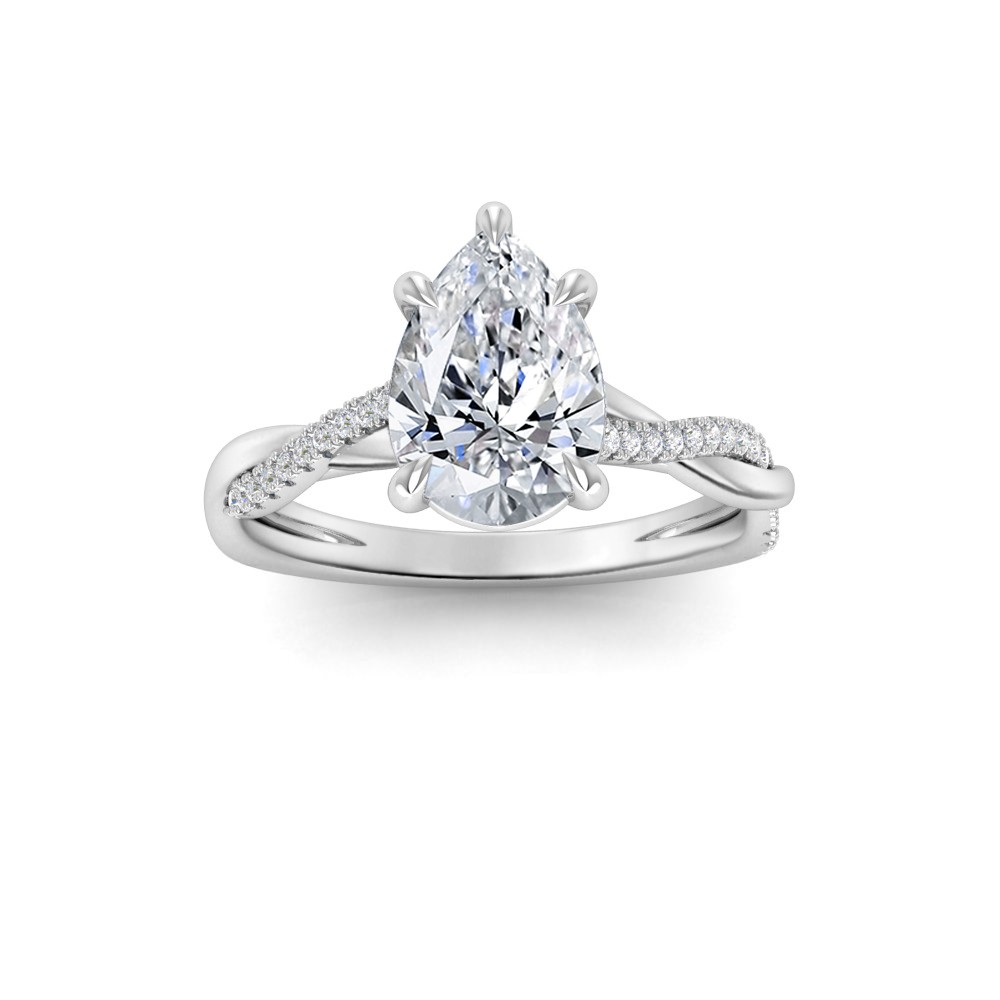 2.14 Ctw Pear Lab Diamond Twisted Vine Engagement Ring, IGI Certified