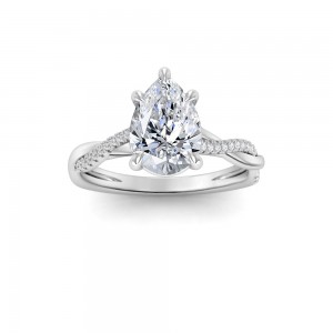 2.14 Ctw Pear Lab Diamond Twisted Vine Engagement Ring, IGI Certified