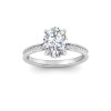 2.50 Ct Oval Moissanite & .33 Ctw Diamond Surprise Channel Set Hidden Halo Engagement Ring