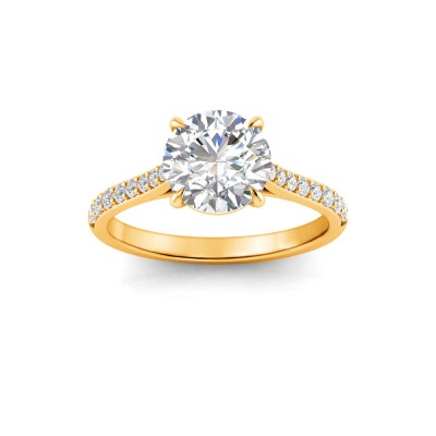 2 Ct Round Lab Diamond & .27 Ctw Diamond Surprise Pavé Cathedral Engagement Ring