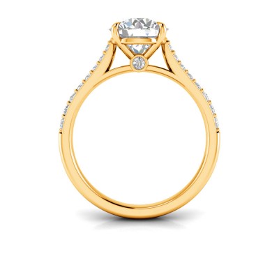 2 Ct Round Lab Diamond & .27 Ctw Diamond Surprise Pavé Cathedral Engagement Ring