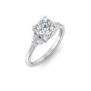 2 Ct Cushion Moissanite & .18 Ctw Round Diamonds Trio Cluster Engagement Ring