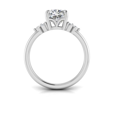 2 Ct Cushion Moissanite & .18 Ctw Round Diamonds Trio Cluster Engagement Ring