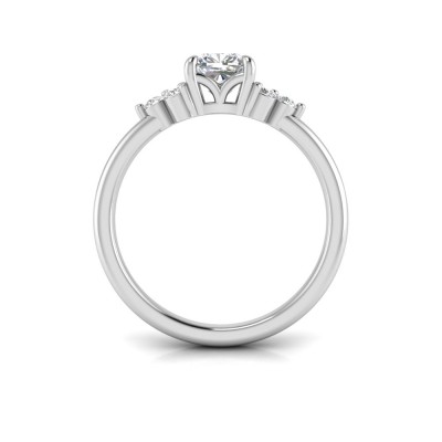 1 Ct Cushion Moissanite & .18 Ctw Round Diamonds Trio Cluster Engagement Ring