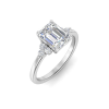 2 Ct Emerald Moissanite & .18 Ctw Round Diamonds Trio Cluster Engagement Ring