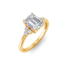 2 Ct Emerald Lab Diamond & .18 Ctw Round Diamonds Trio Cluster Engagement Ring