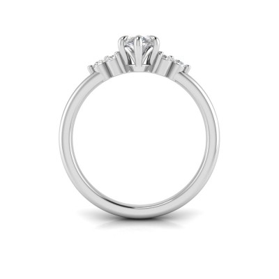 1 Ct Marquise Moissanite & .18 Ctw Round Diamonds Trio Cluster Engagement Ring