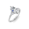 2 Ct Marquise Moissanite & .18 Ctw Round Diamonds Trio Cluster Engagement Ring