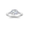 1 Ct Round Moissanite & .18 Ctw Round Diamonds Trio Cluster Engagement Ring