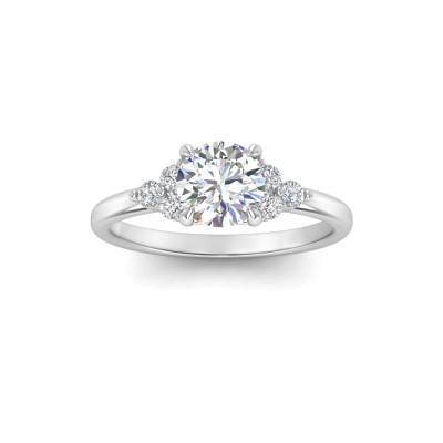 1 Ct Round Moissanite & .18 Ctw Round Diamonds Trio Cluster Engagement Ring