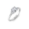 1 Ct Round Moissanite & .18 Ctw Round Diamonds Trio Cluster Engagement Ring