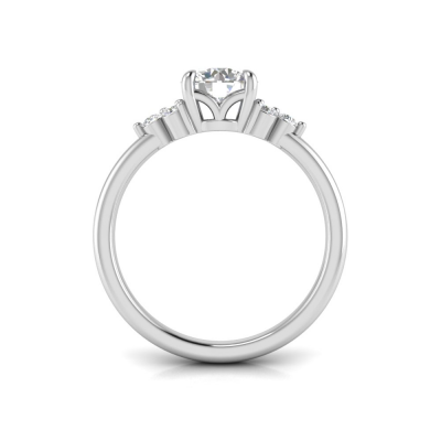 1 Ct Round Moissanite & .18 Ctw Round Diamonds Trio Cluster Engagement Ring