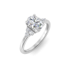 2 Ct Oval Moissanite & .18 Ctw Round Diamonds Trio Cluster Engagement Ring