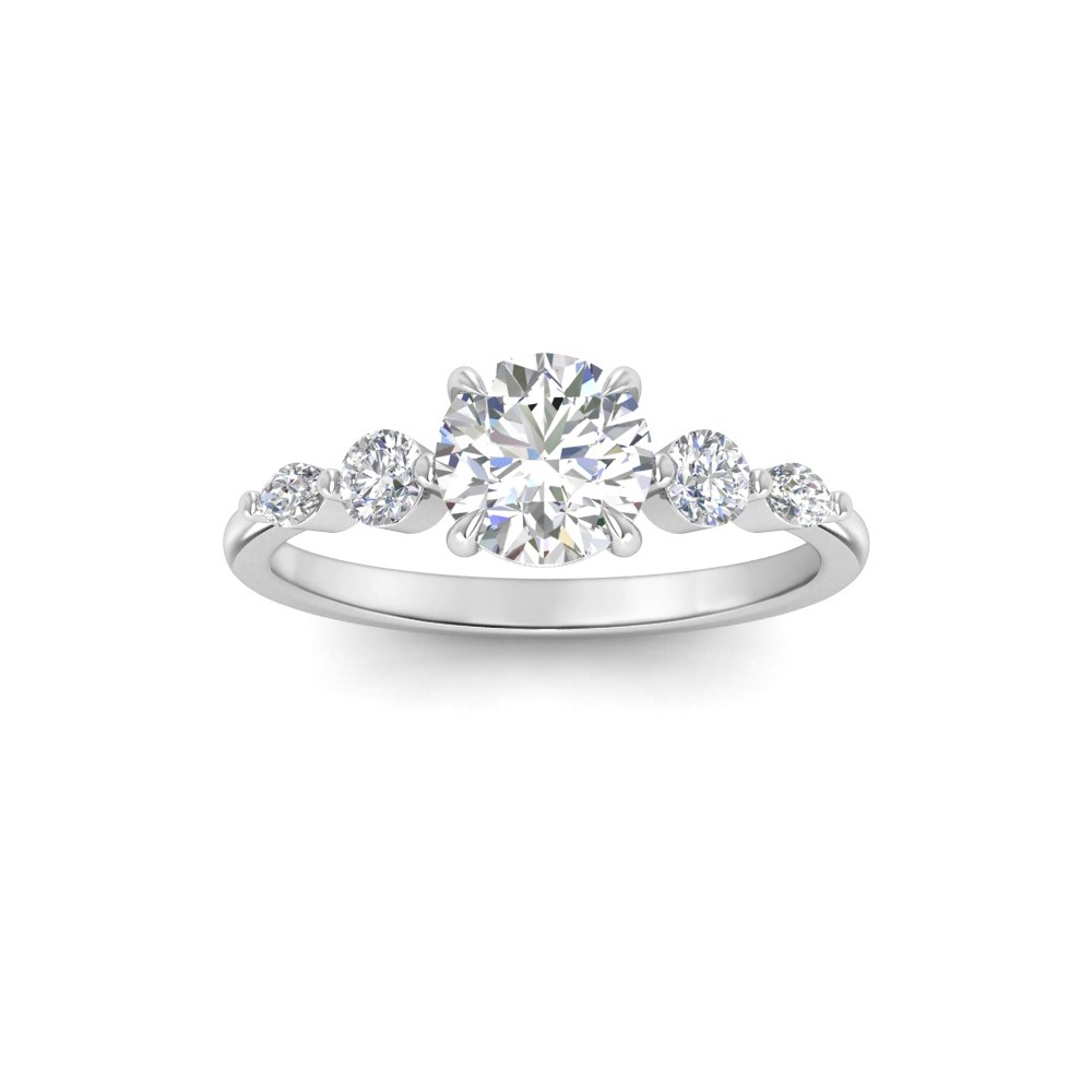 1 Ct Round Moissanite & .34 Ctw Diamond Tapered Engagement Ring