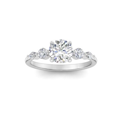 1 Ct Round Moissanite & .34 Ctw Diamond Tapered Engagement Ring
