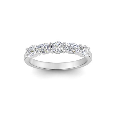 Five Stone Round & Oval Moissanite Half Eternity Wedding Band