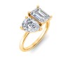 4 Ctw Pear & Emerald Lab Diamond Toi et Moi Two Stone Ring