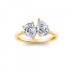 2 Ctw Double Pear Lab Diamond Toi et Moi Two Stone Ring