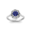 0.75 Ct Round Tanzanite & Diamond Vintage Flora Halo Ring