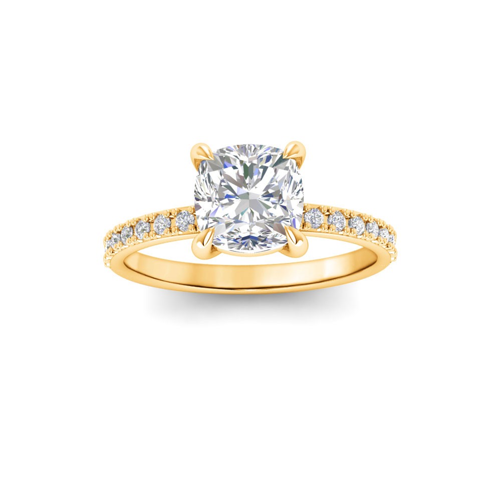 1 Ct Cushion Lab Diamond & .16 Ctw Diamond Whisper Pavé Engagement Ring