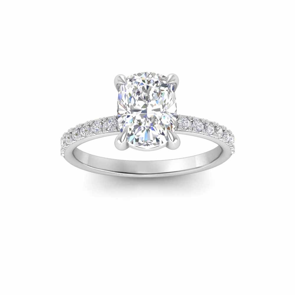 2 Ct Elongated Cushion Lab Diamond & .16 Ctw Diamond Whisper Pav?Engagement Ring