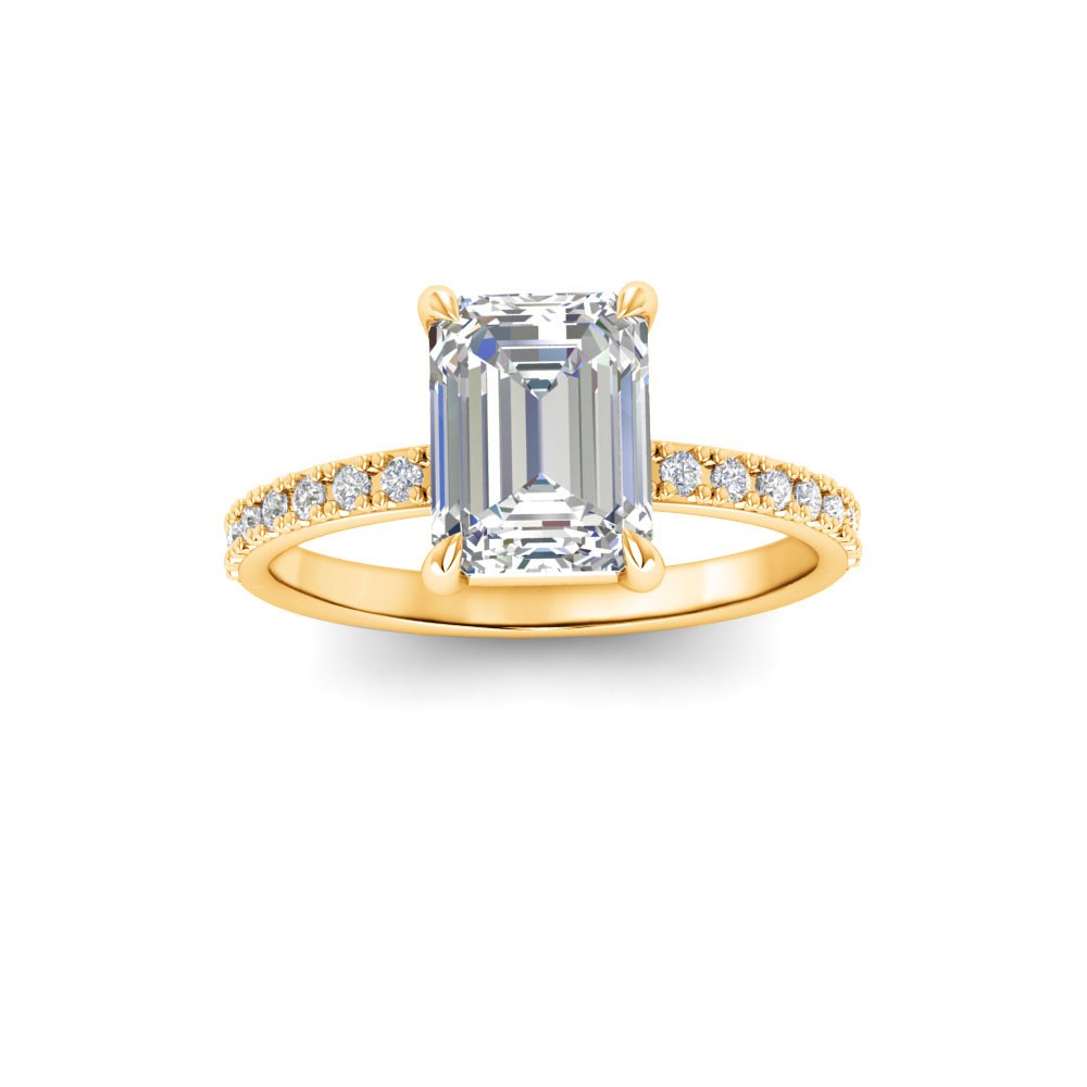 1 Ct Emerald Lab Diamond & .16 Ctw Diamond Whisper Pavé Engagement Ring